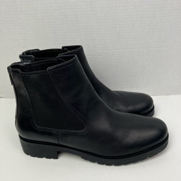 Cole Haan Sz 11 Stanton Waterproof Black Leather Chelsea Chunky Ankle Boots - Picture 9 of 16